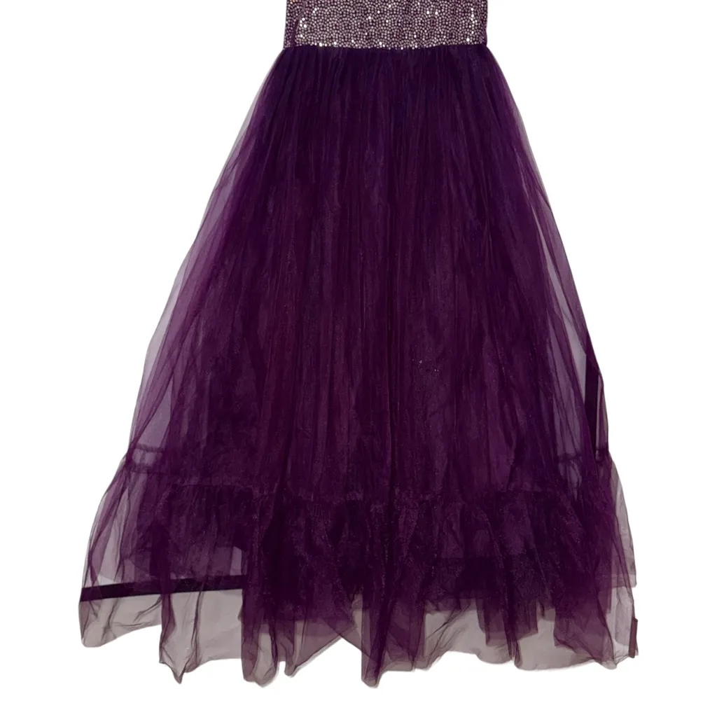 Open‎ Back Purple Sequin Tulle Dress Evening Gown Floor Length Size 10 - Image 6
