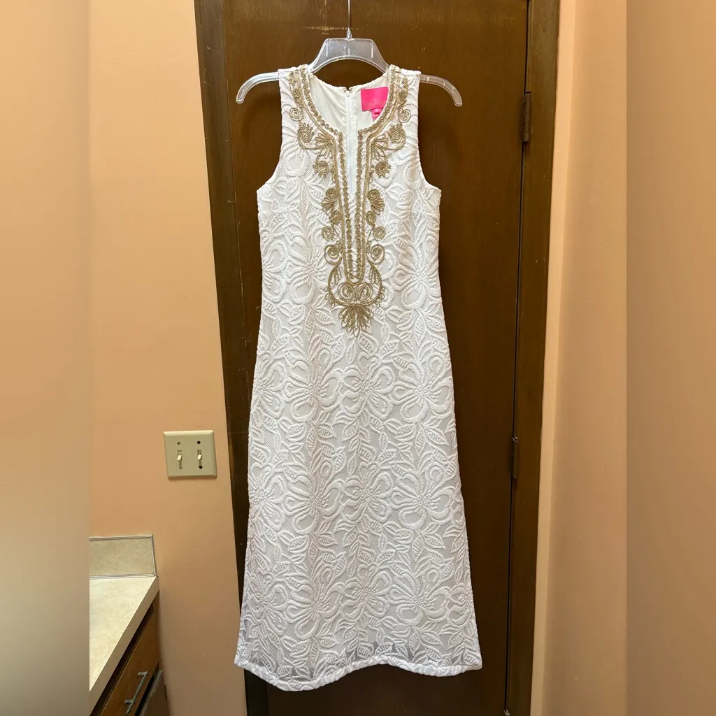 Lilly Pulitzer Carlotta Maxi Dress in Wildflower Stripe Lace Resort White - Image 3