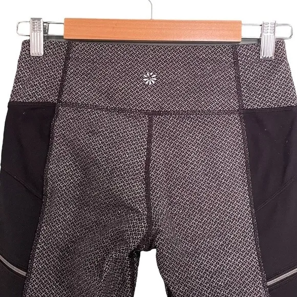 Athleta Leggings Drifter Moto Black & Gray Herringbone Pants Women’s Size Small - Image 4