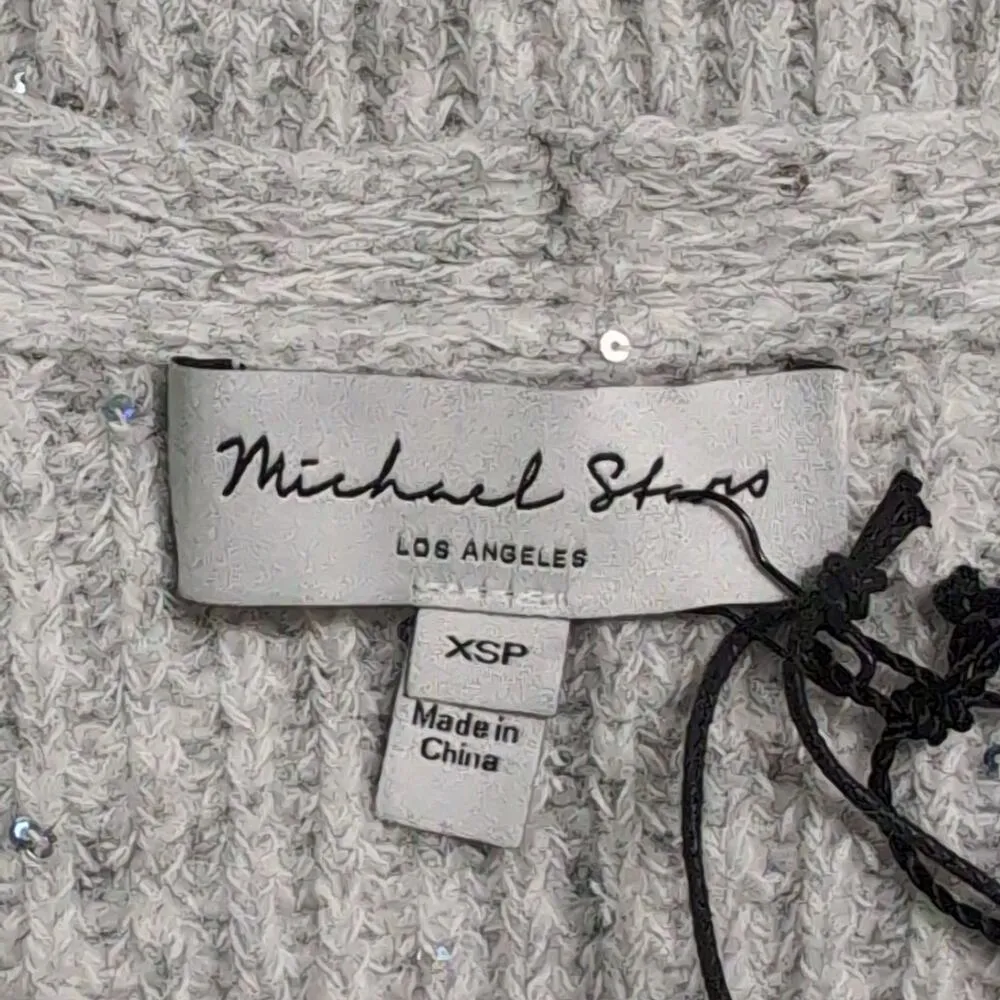 NWT Michael Stars Heather Grey Ribbed Sequin Wrap Laurel Surplice Sweater Sz XSP - Image 4