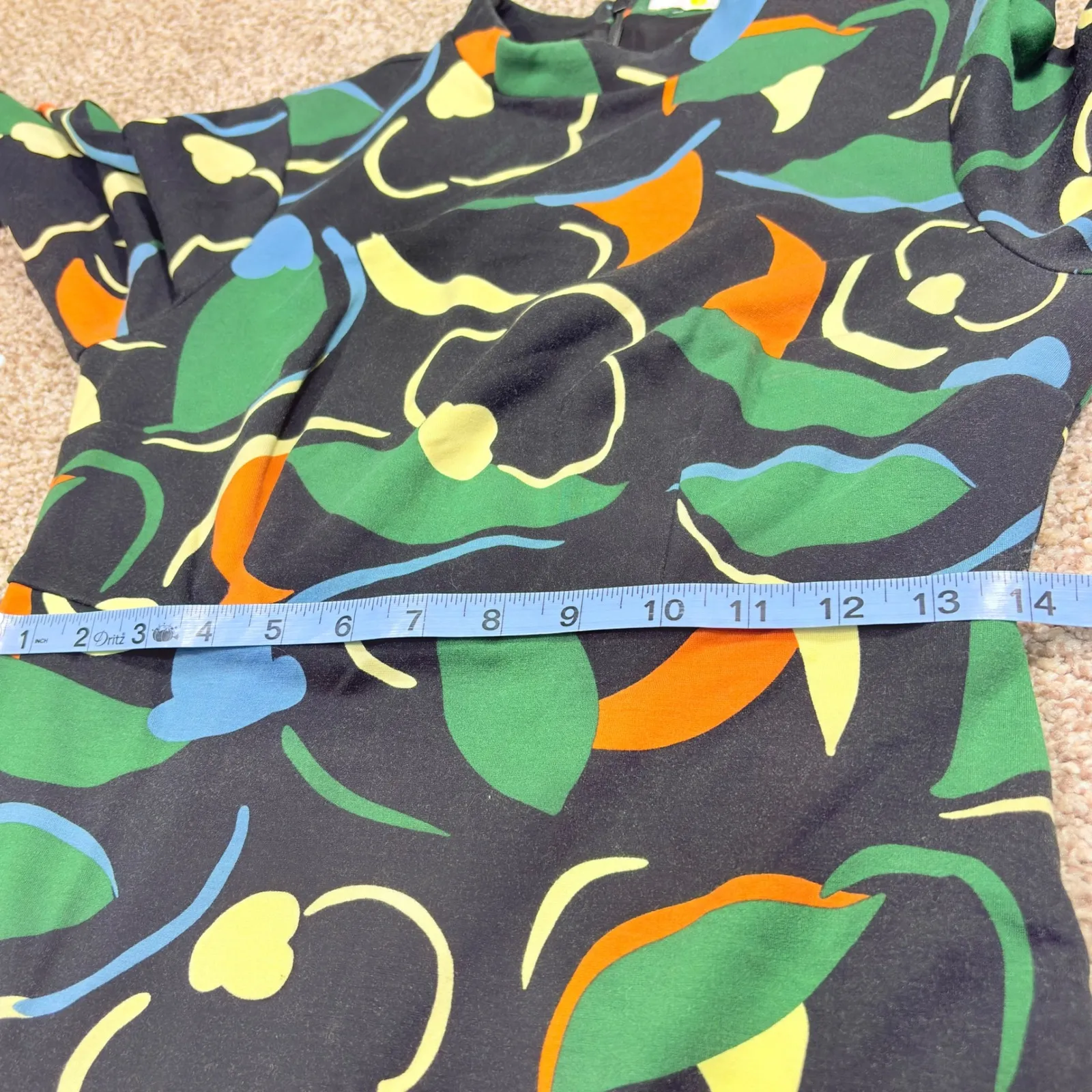 Boden Naomi Floral Jersey Long Sleeve Dress Sz 4R Feminine A Line Artsy Print Black - Image 9