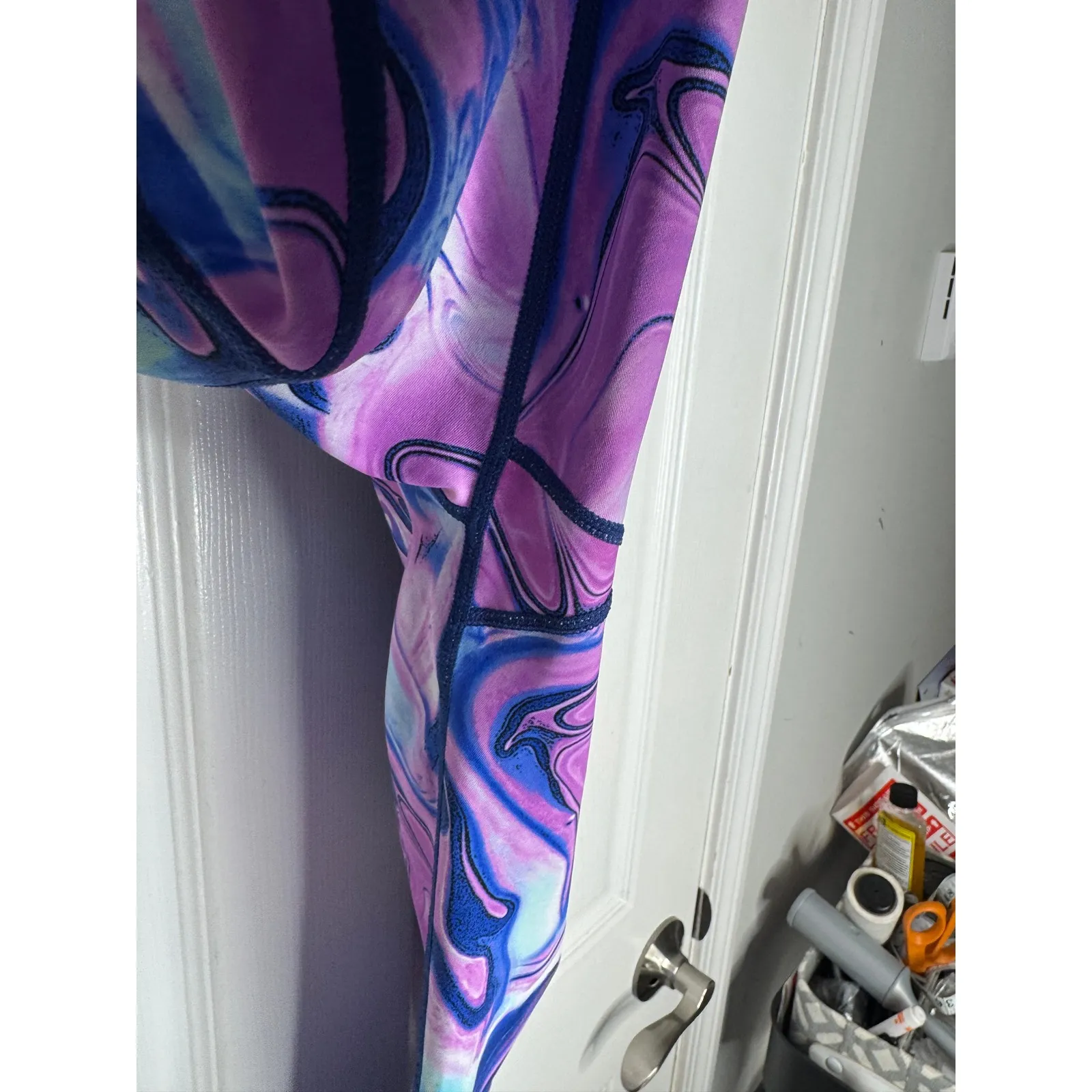 CONSTANTLY VARIED GEAR CVG NWOT Pawlie Swirl Leggings Crossfit Squat Proof XL Purple - Image 5