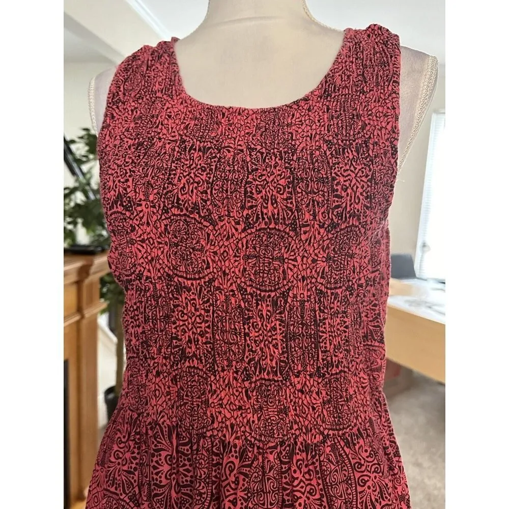 Jane Ashley Casual Lifestyle Smocked  Maxi Red Dress No SIZE  Tag Measures Small - Image 3