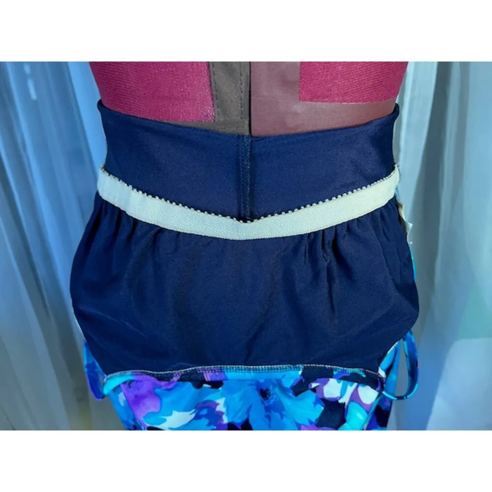 Le cove one piece swimsuit Vintage floral tankini look blue purple white Size 12 - Image 7