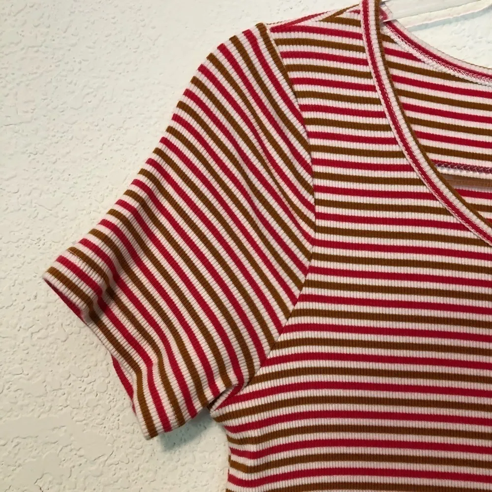 Madewell Swingy Tee Dress in Stripe Stretchy Ribbed A-Line Striped XS - Image 4