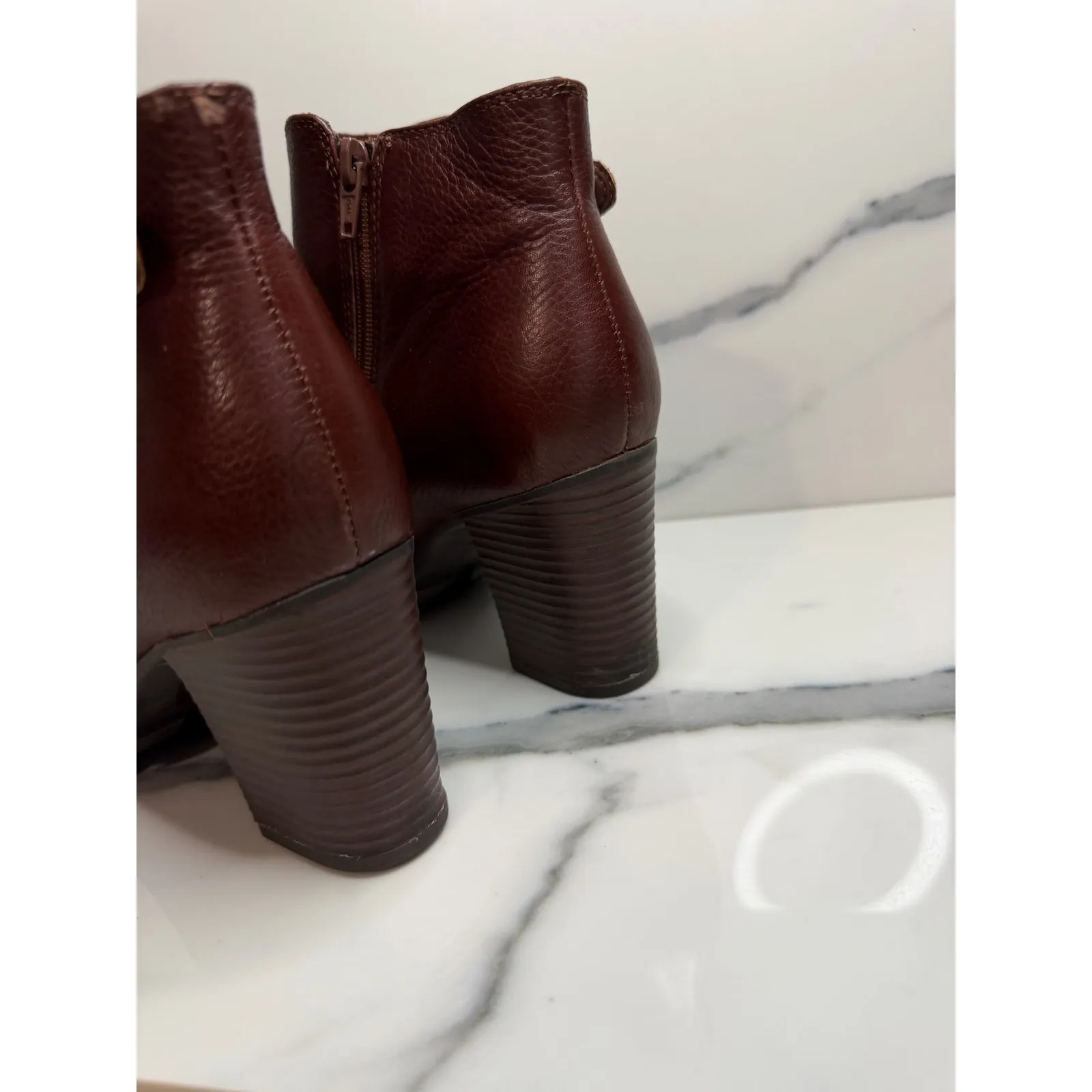 Clarks Women's Brown Leather Verona Gleam Boots Sz 9.5 Comfort Closet Staple Zip - Image 4