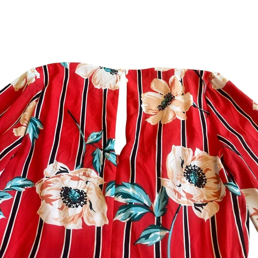 Express Bold Floral Print Long Sleeve Dress Swing A-Line Size Medium Women's - Image 7