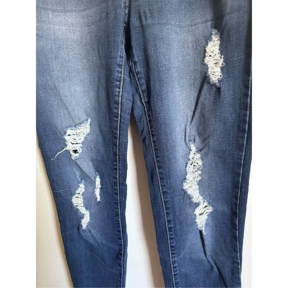 Kancan Estilo blue distressed button fly high rise jeans sz 29 - Image 6