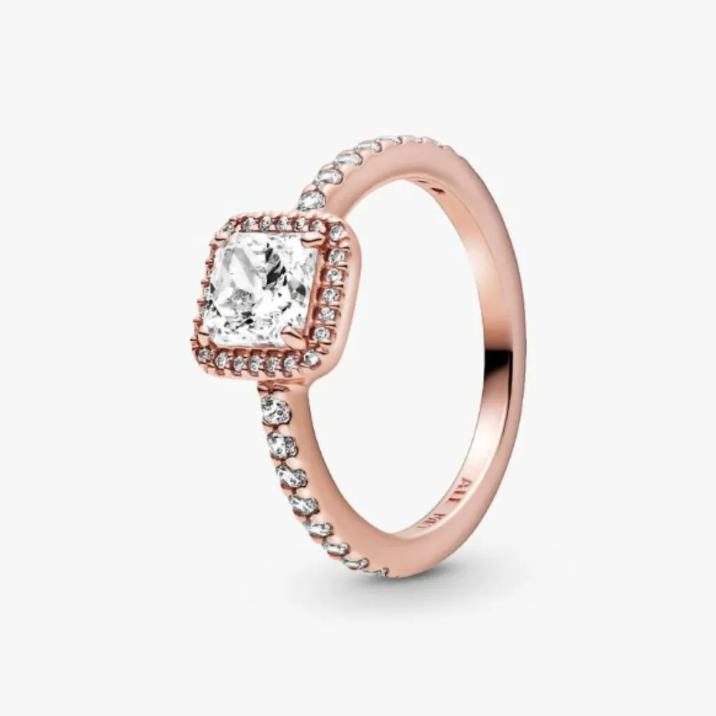 Pandora Square Sparkle Halo Ring 14k rose gold plating - Image 4
