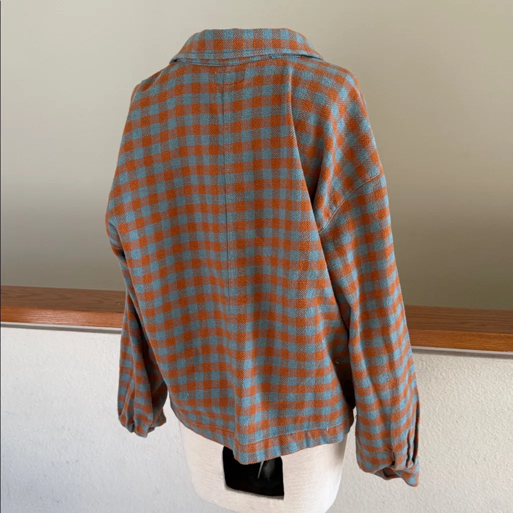 Brixton Blue and Orange Checkered Jacket shacket flannel Size M - Image 7