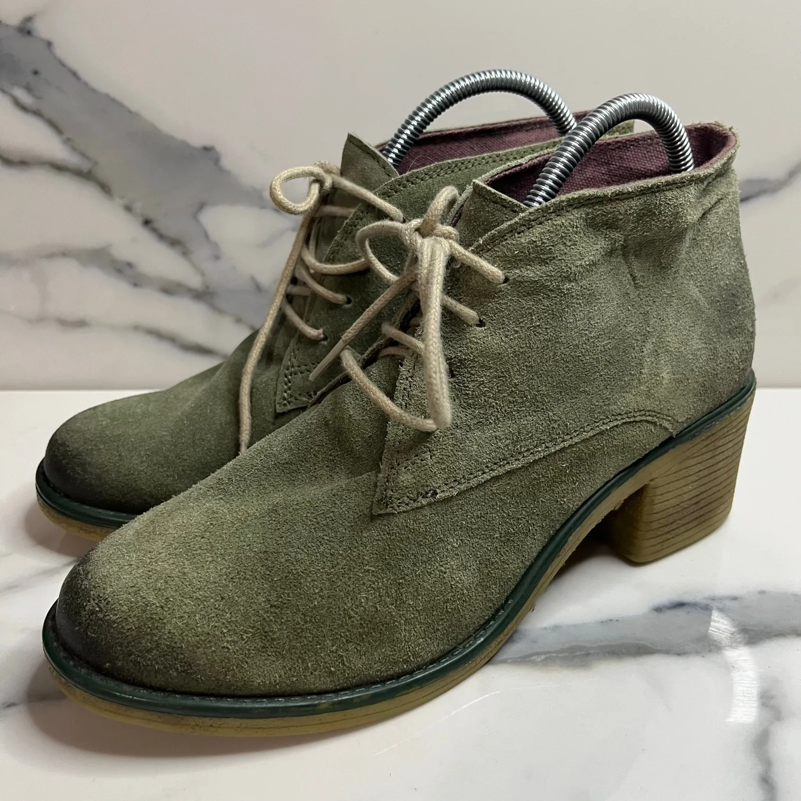 Coconuts by Matisse Womens Green Suede Low Heel Chukka Ankle Boots Sz 8 Festival - Image 5