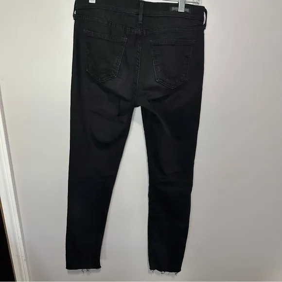 Women’s True Religion Size 26 Black High Rise Straight Leg Raw Hem‎ Jeans - Image 6