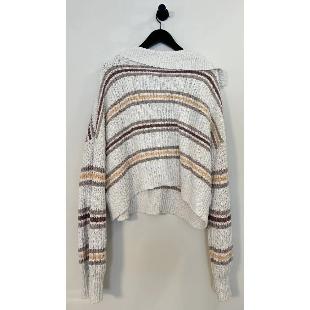 FREE PEOPLE Kennedy Stripe Pullover in Cream Size X-Large - Image 9