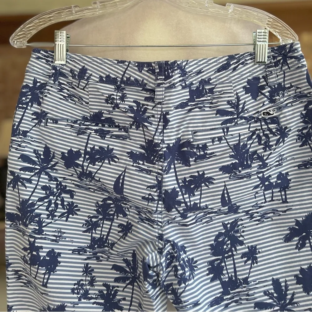 Vineyard Vines Island Scene Pants Ankle Skinny 6 Blue Tropical Skinny Striped - Image 9