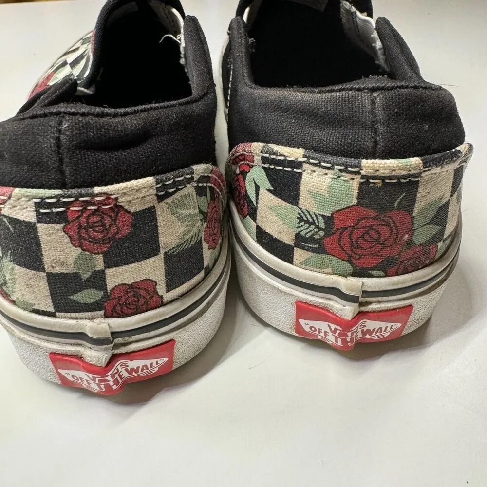 Vans Asher Womens Slip On Multi Checkerboard Black/Roses Skate Shoes Size 6.5 - Image 4