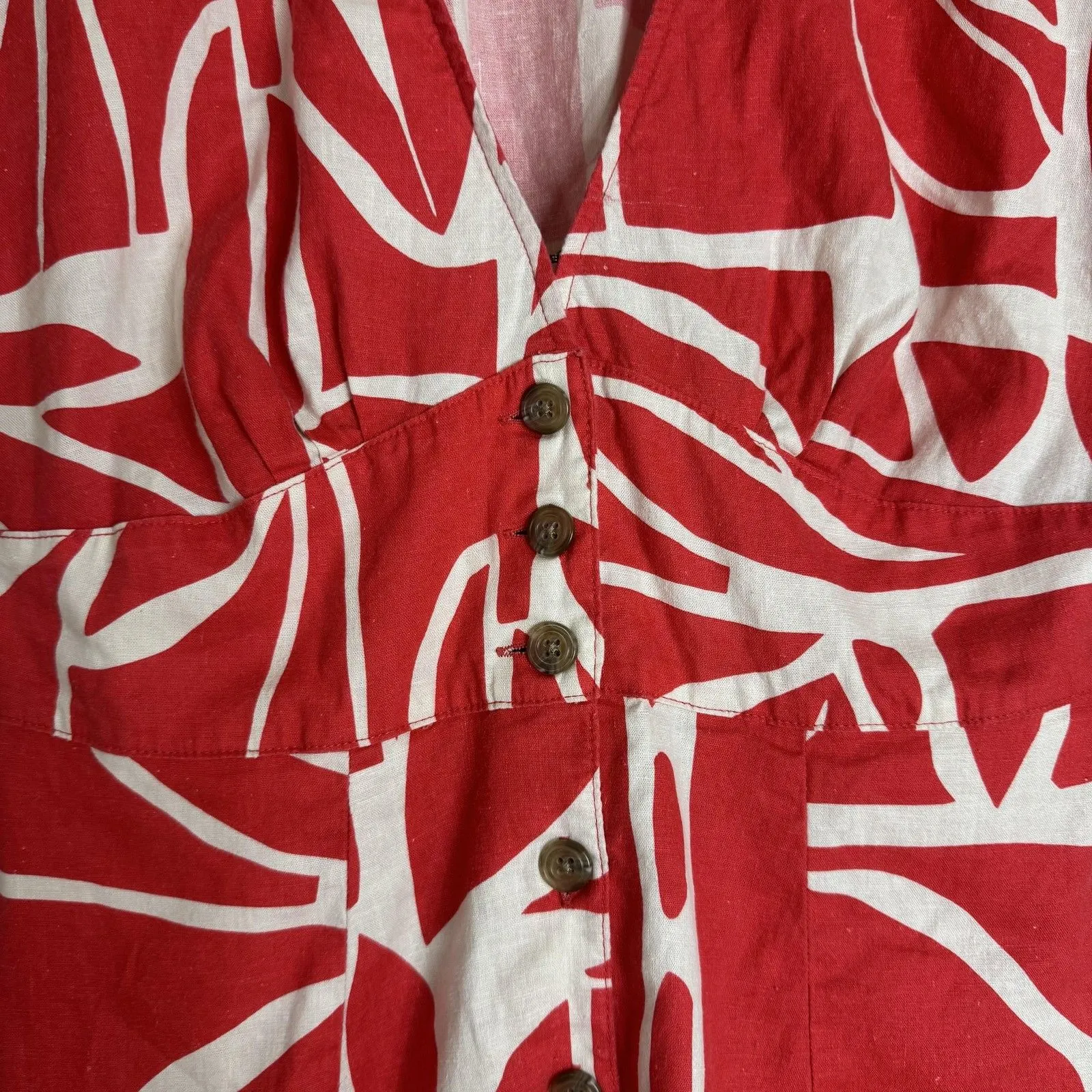 Marine Layer Camila mini Dress Womens S Button Front Hemp Blend Tropical Print - Image 5