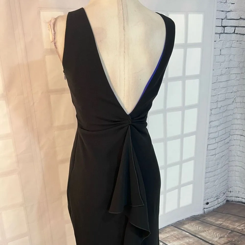 Elie Tahari black sleeveless v neck attached wrap formal cocktail dress size 4 - Image 6