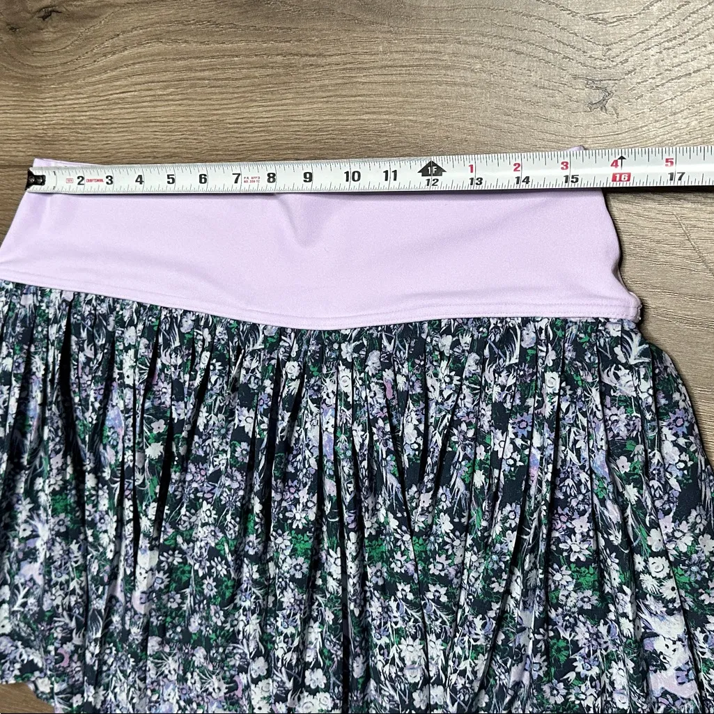 Aerie Offline Floral Pleated Tennis Active Skirt Skort Pockets Lavender Green XL - Image 7
