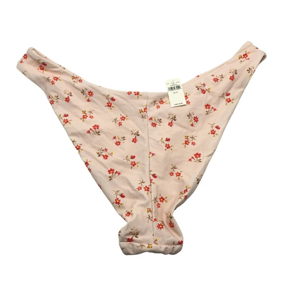 Aerie Bikini Bottom High Cut Cheeky Floral Pink XL - Image 2