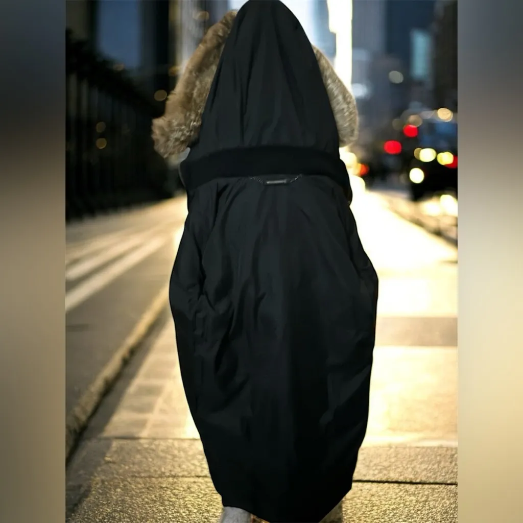 Lauren Ralph Lauren Black Puffer Longline Faux Fur Hood Coat sz Large - Image 10