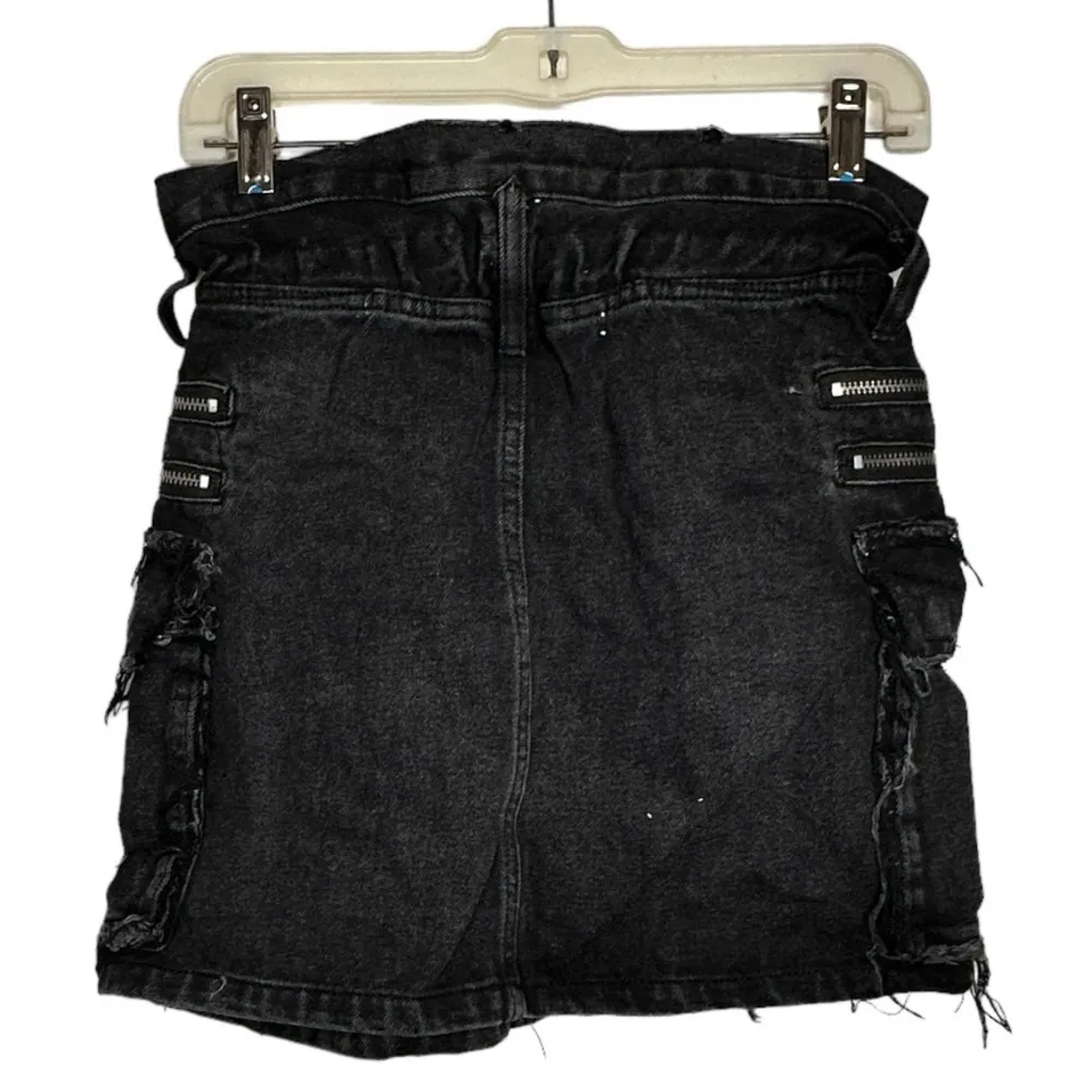 Signature8 Distressed Denim Mini‎ Skirt Black - Image 4