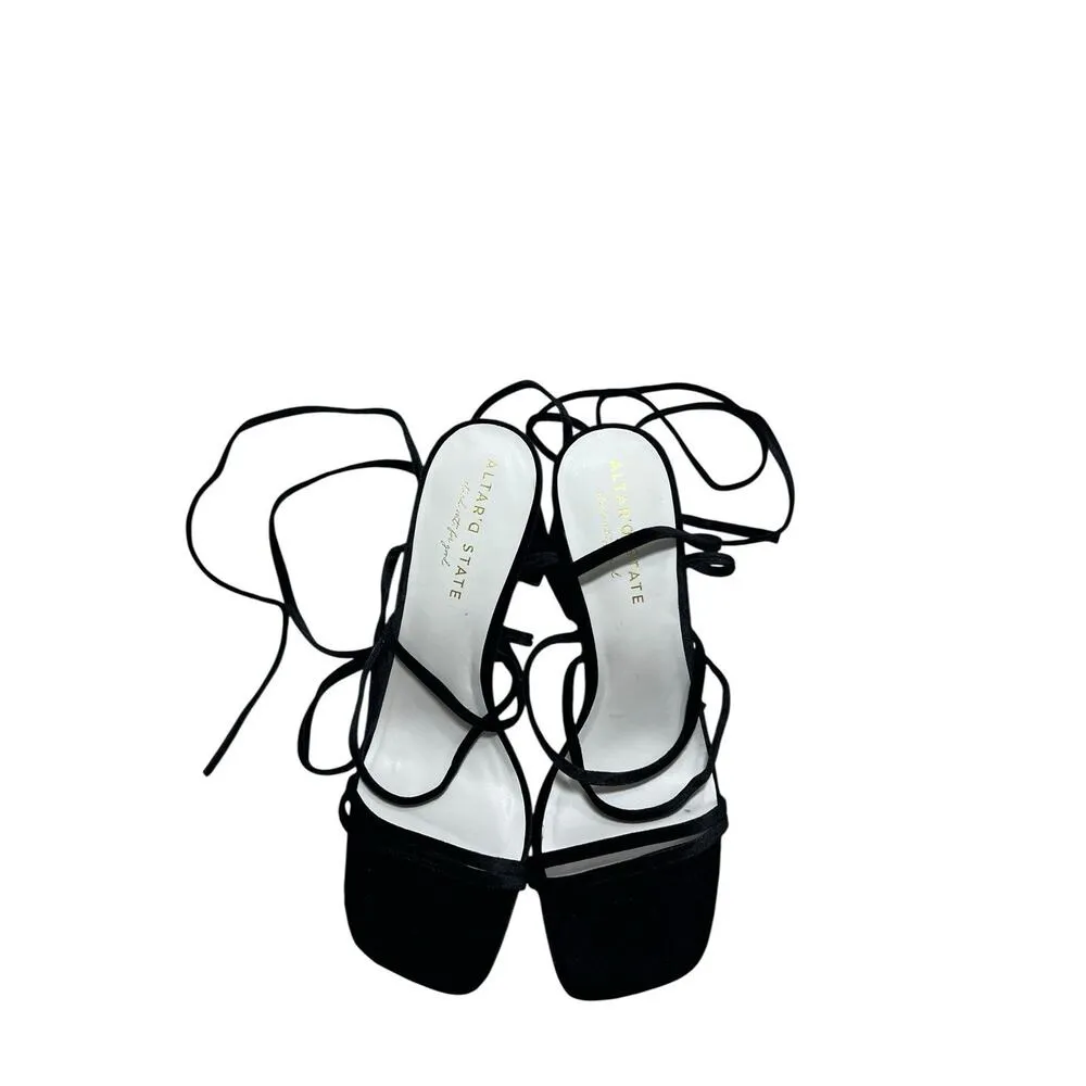 Women's Altar'd State Black Platform Sandals Heel Shoes 10 Block Strappy - Image 5