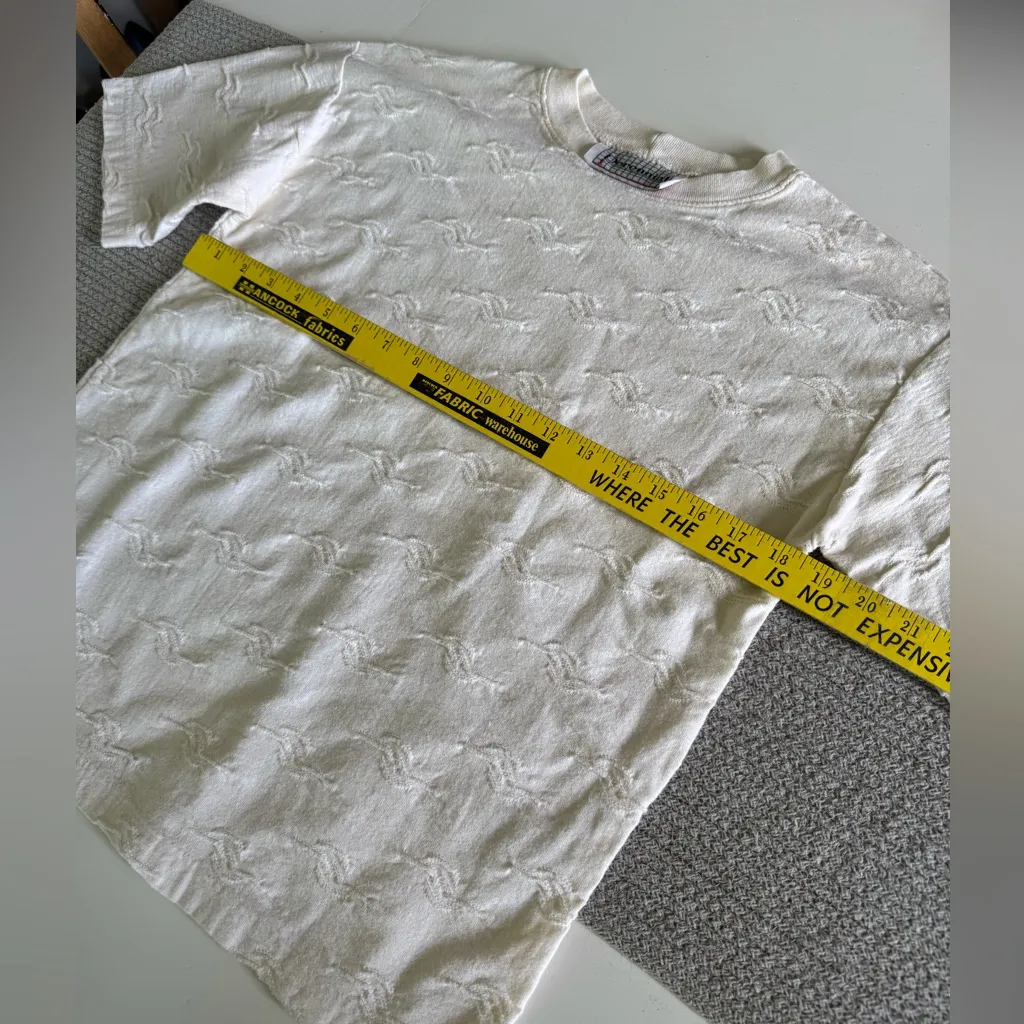 Vintage Perennial Cream Ivory Textured Cotton Relaxed Fit Tee Shirt Size Small - Image 5