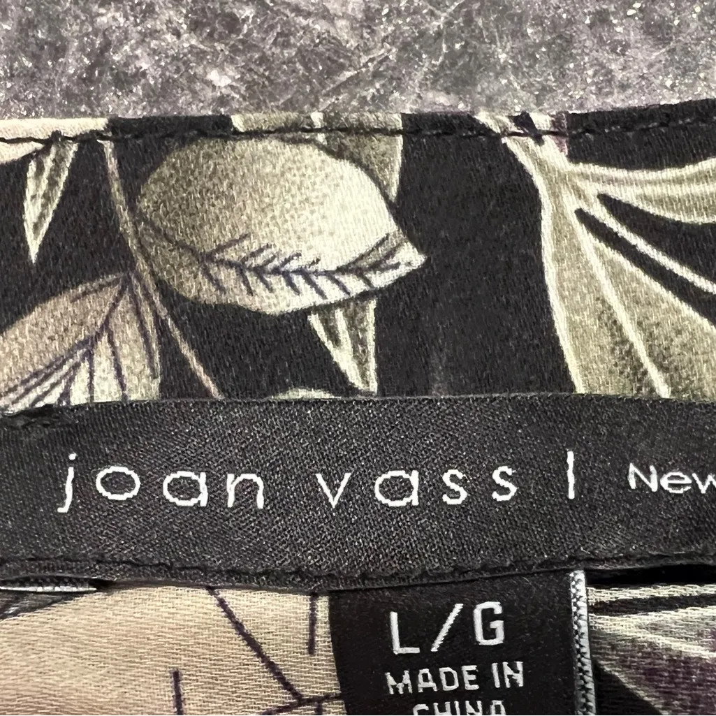 JOAN VASS Women’s Black Floral Print Long Sleeve Button Down Dress Size L NEW - Image 3