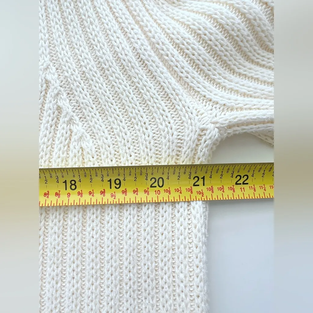 Entireworld Organic Cotton CrewNeck cream ribbed Sweater oversized S - Image 4