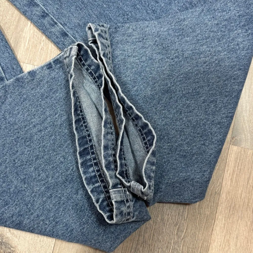 Topshop Zed Exposed Zipper High Waist Straight Leg Jeans Blue 28 Skater - Image 9