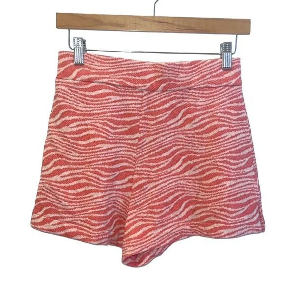 Zara Womens‎ Zebra Stripe Knit Beach Shorts Orange Medium - Image 2