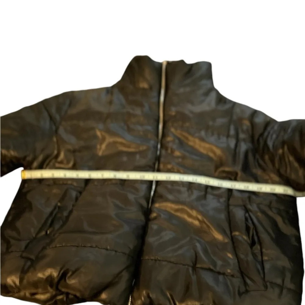 Rising Women's Black Cropped Puffer Jacket Size L High Neck Quilted Size L - Image 6