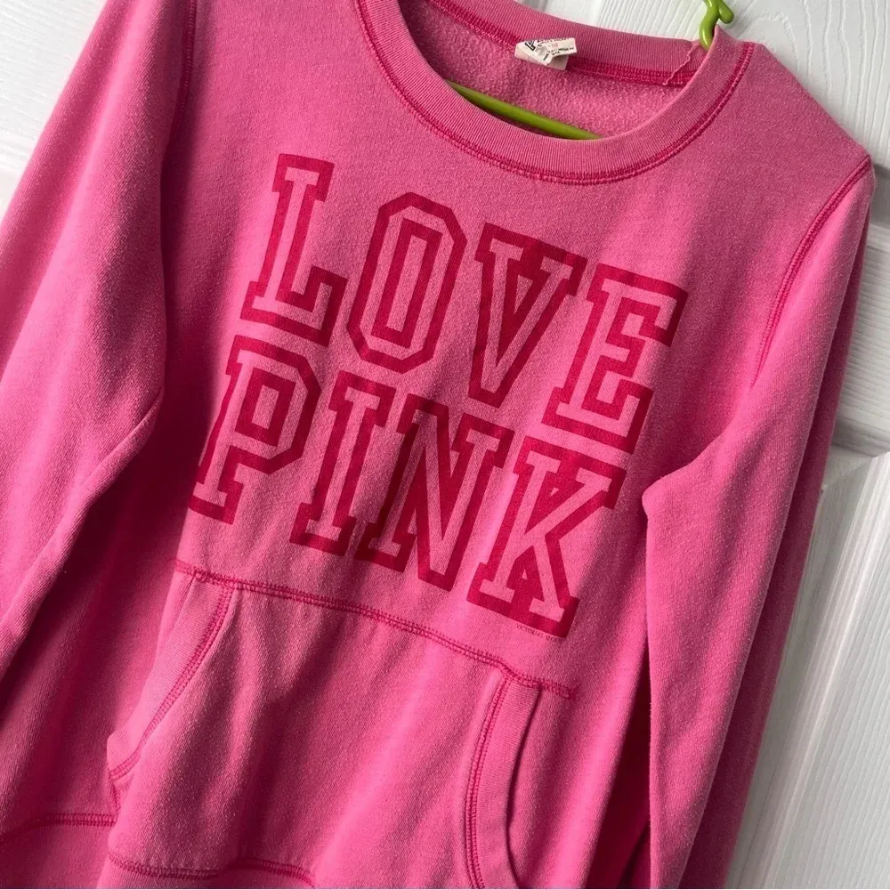 Victoria Secret Love Pink crew sweatshirt top Medium Pink Sold Out - Image 2