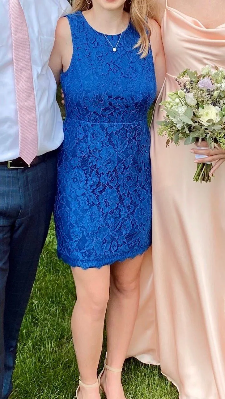 Rhythm Of Love Blue Lace Dress - Image 2