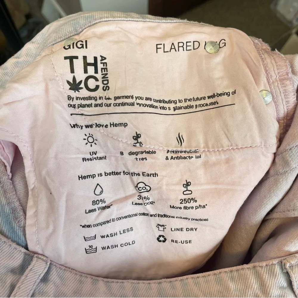 Afends THC Gigi hemp pink dye wide leg jeans high rise Size 30 - Image 9