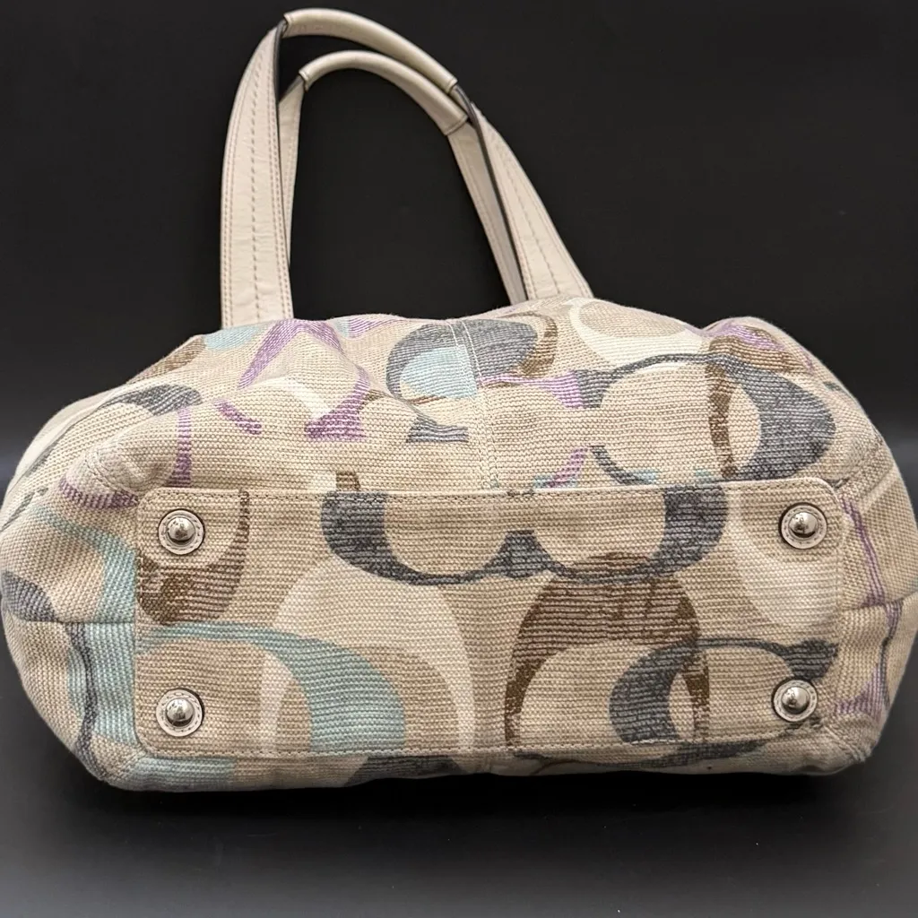 COACH 16591 Soho Linen Op Art Tote Multicolored Jacquard Canvas Shoulder Bag - Image 5