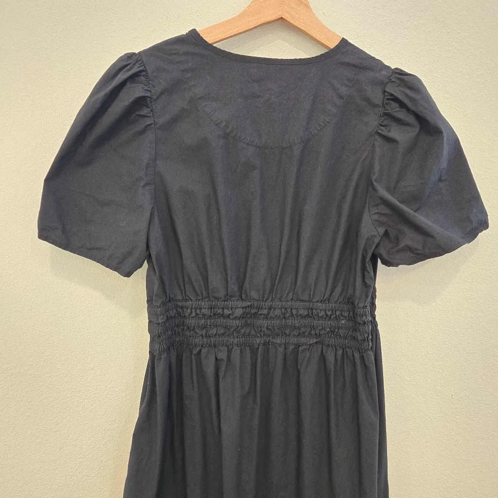 Quince Organic Cotton Poplin Tiered Maxi Black Dress Size Medium - Image 10