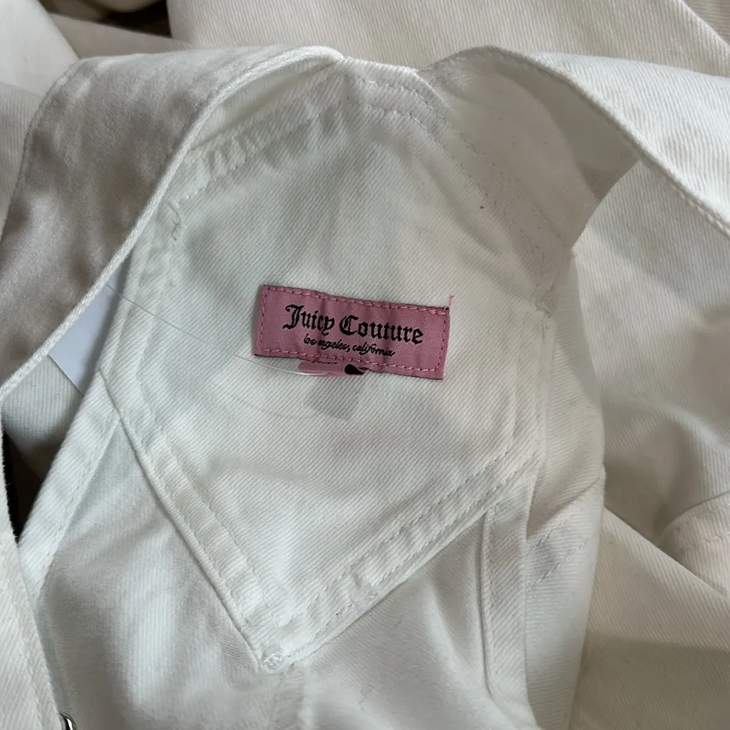 NWT Juicy Couture Wide Leg Overalls Large, WHITE - Image 11