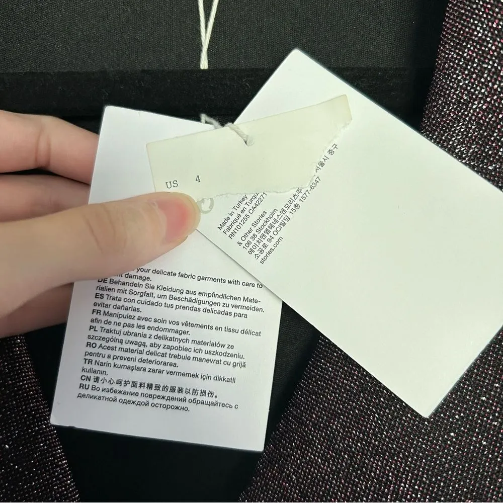 & Other Stories Metallic Blazer Wrap Mini Dress Purple Size 4 New - Image 4