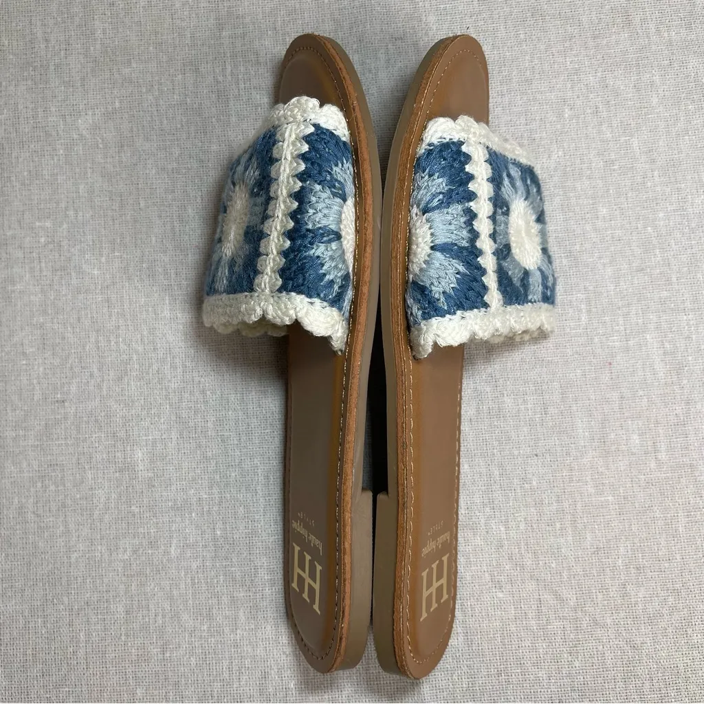 Haute Hippie | Blue & Cream Rianne Grannie Square Crochet Slides | Size 7 - Image 3