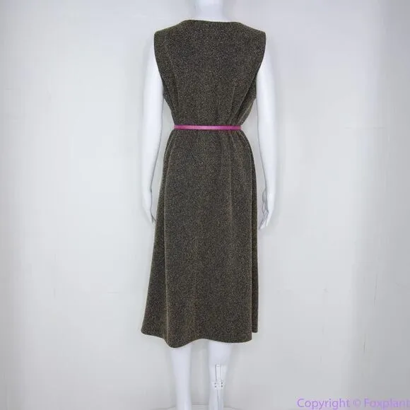 Vintage‎ Leslie Fay scoop neck sleeveless midi dress, size 16 Brown - Image 5
