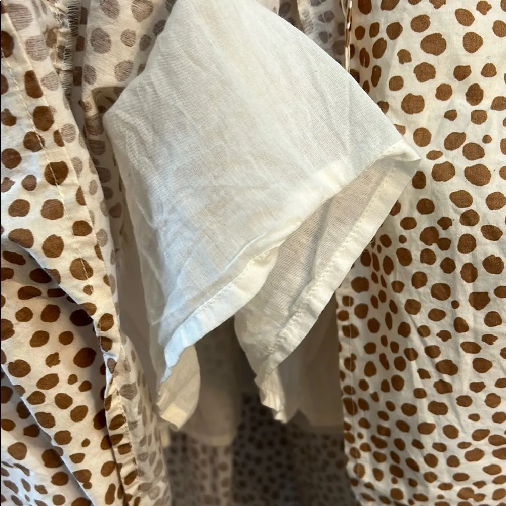 FASHION JACKSON THE DROP WOMENS POLKA DOT TAN AND BROWN MIDI DRESS SIZE SMALL - Image 10