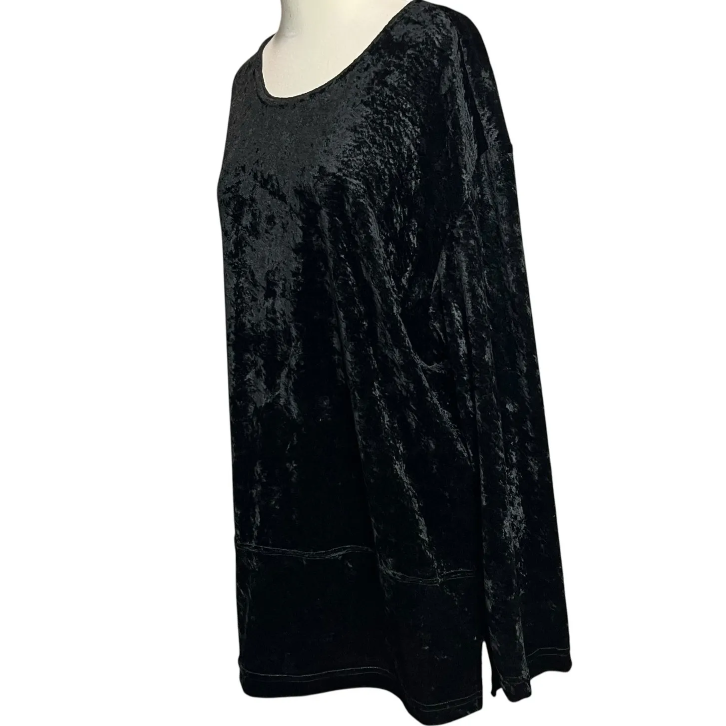 Vintage Y2K Teddi Tunic Top Womens XL Black Crushed Velvet Whimsigoth Dark Fairy - Image 3