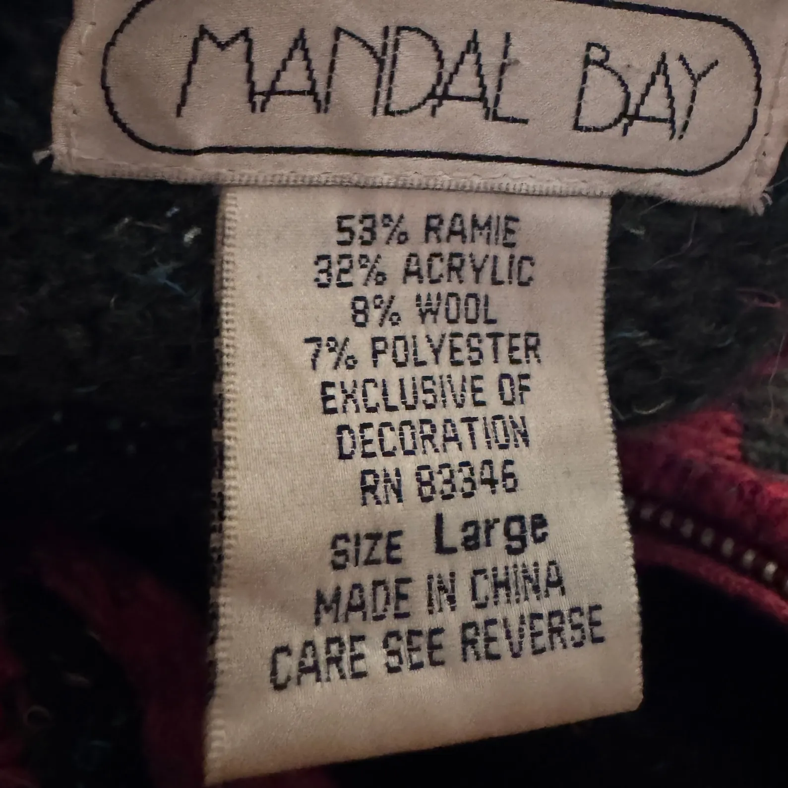 VTG Christmas Tree Knit Sweater Mock Neck Quarter Zip Festive Holiday Wool Blend Red Size L - Image 9