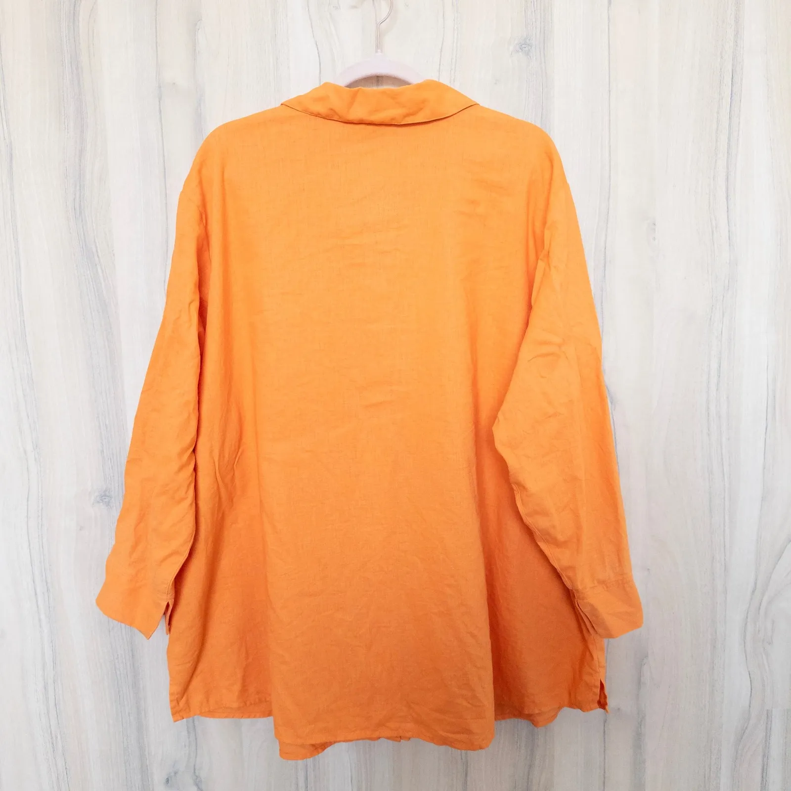 Liz Baker Womens Linen Blend Button Front Shirt 2 Pc Lot Size 3X Orange Pink - Image 5