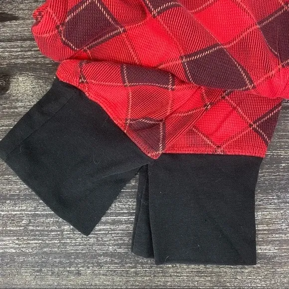 Victoria's Secret Black & Red Plaid Thermal Pajama Top & Pants Set L - Image 6