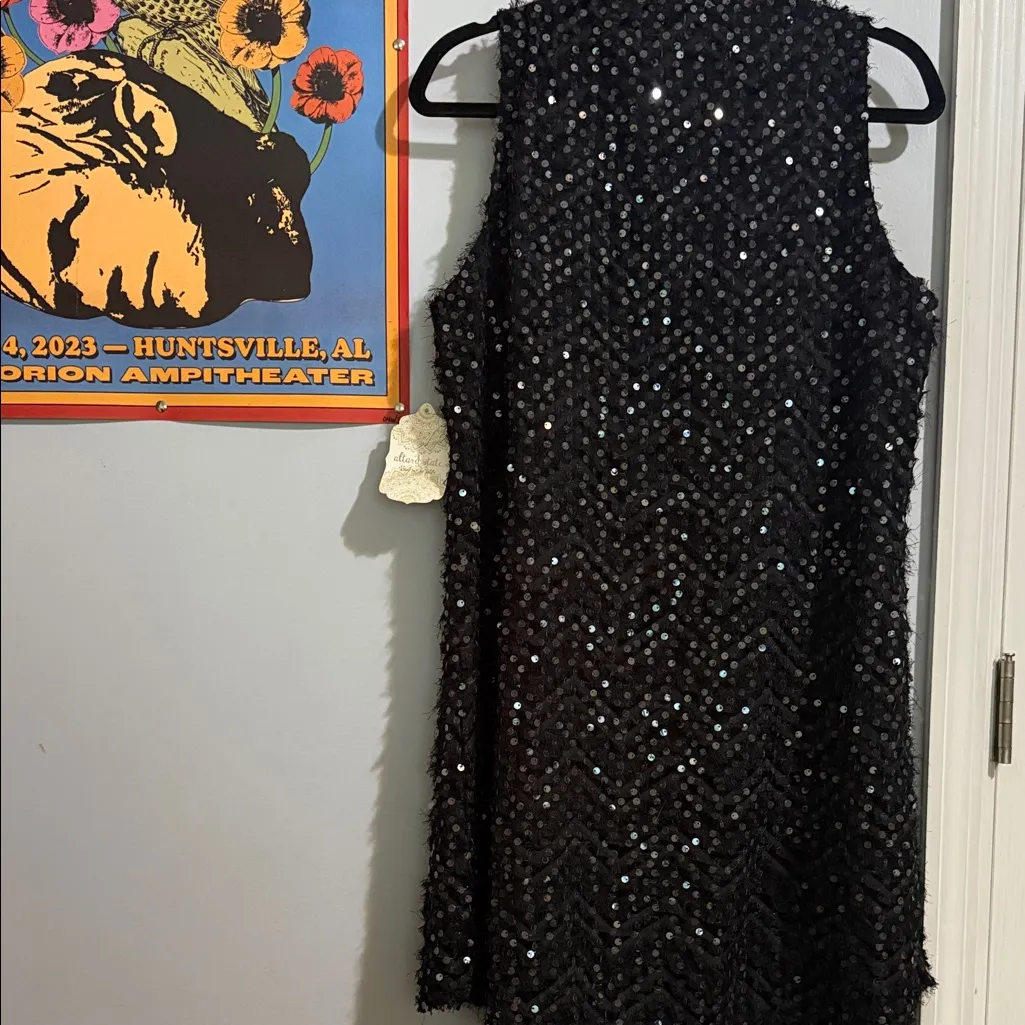 Altar’d State Black Sequin Eyelash Fringe Dress NWT - Image 11