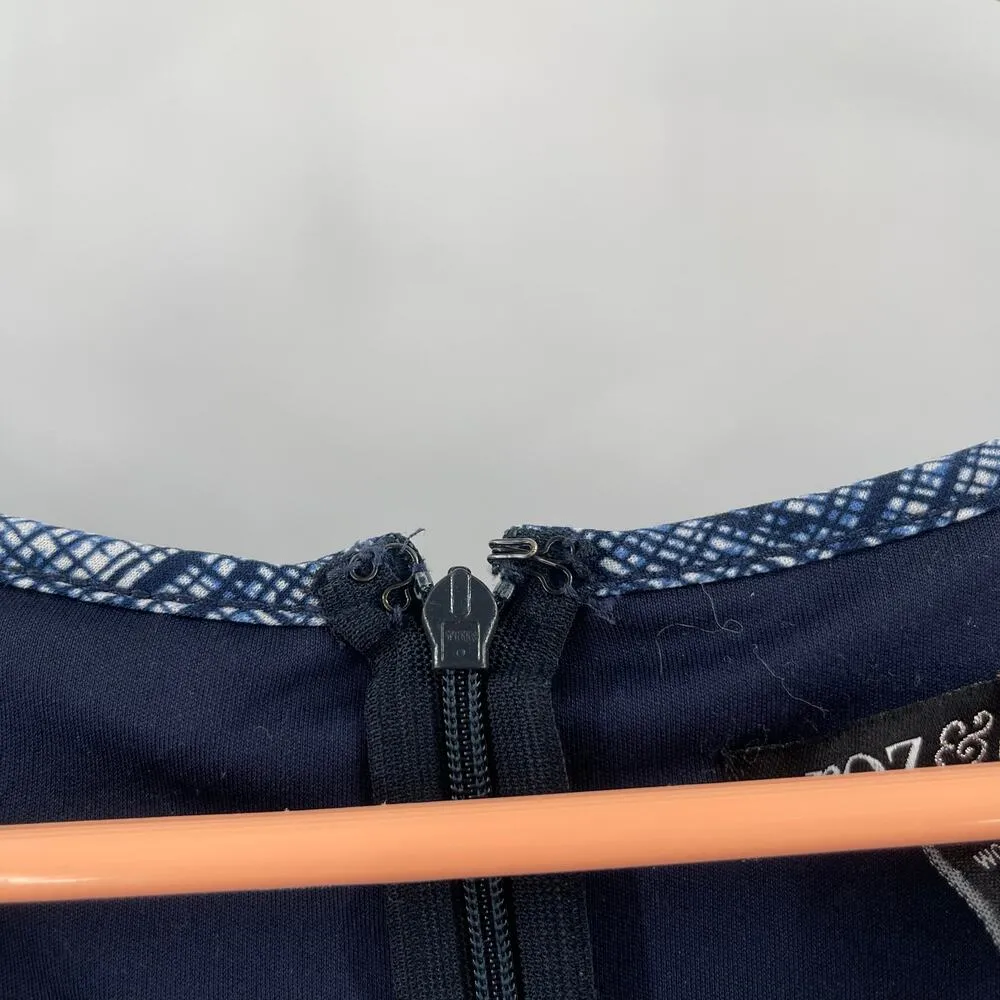 ROZ & ALI Jumpsuit Woman 2X Blue Print Sleeveless Stretch Keyhole Tie Waist - Image 4