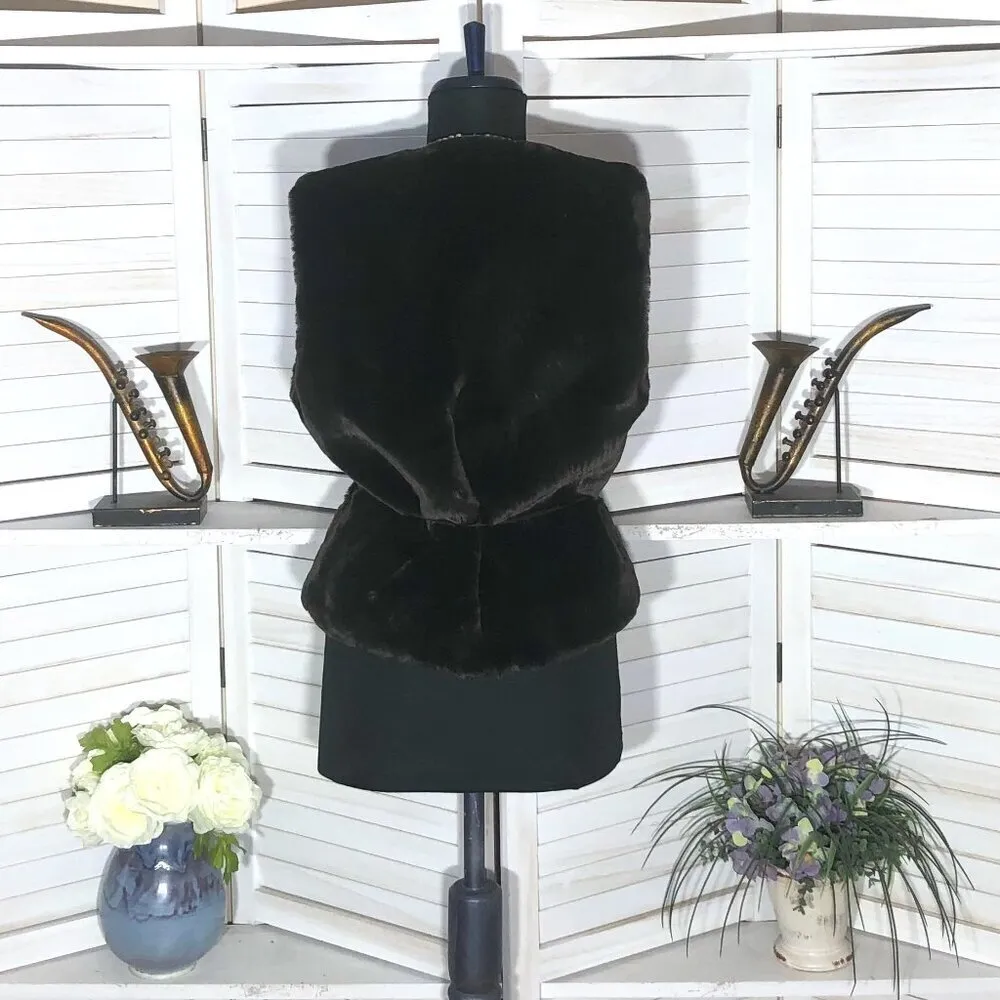 Vintage 90s Y2K Faux Fur Vest Brown Charlotte Russe Small Size M - Image 2