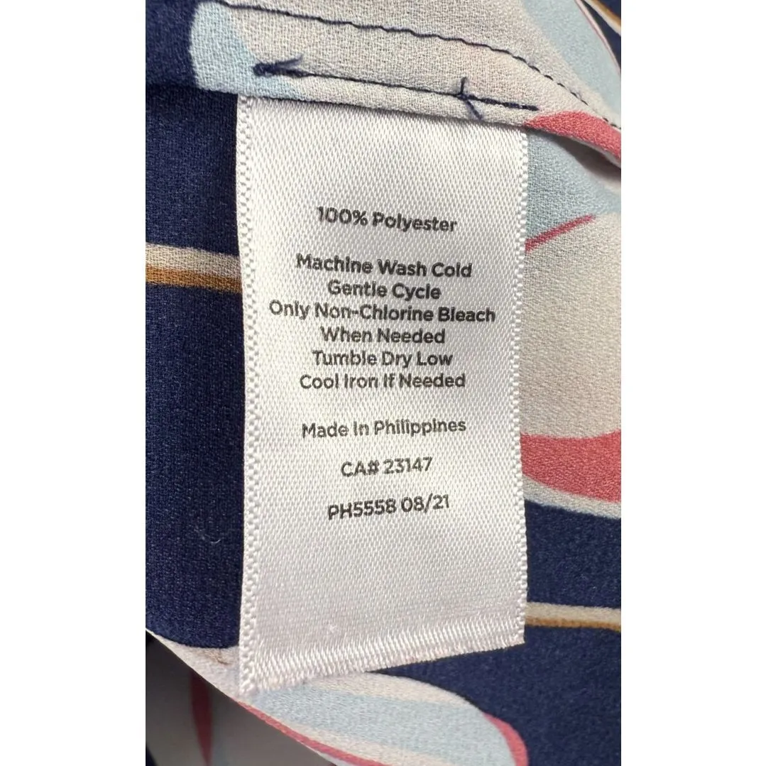 Talbots Blouse Womens 3X Blue Pink White Tulip Floral Print Ruffle Collar‎ Top - Image 7